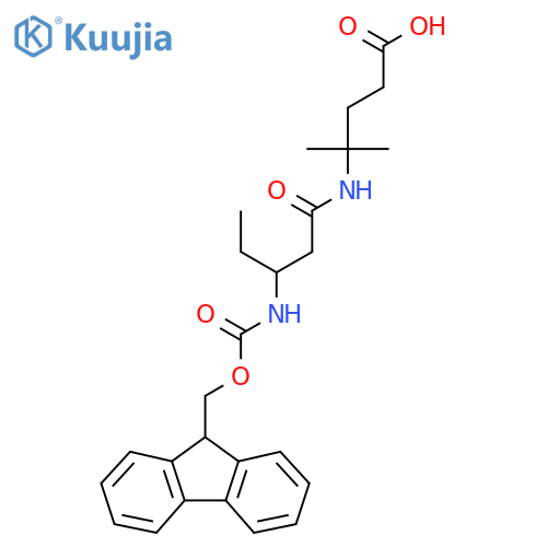 4-3-({(9H-fluoren-9-yl)methoxycarbonyl}amino)pentanamido-4-methylpentanoic acid structure