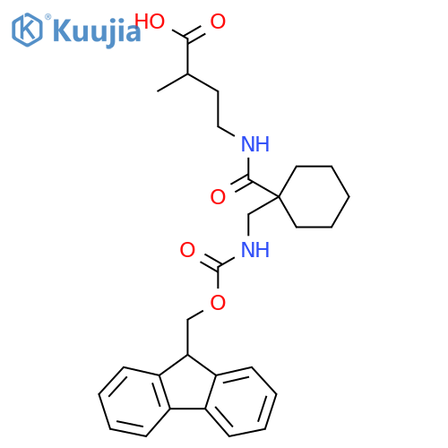 4-({1-({(9H-fluoren-9-yl)methoxycarbonyl}amino)methylcyclohexyl}formamido)-2-methylbutanoic acid structure
