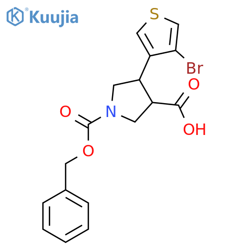1-(benzyloxy)carbonyl-4-(4-bromothiophen-3-yl)pyrrolidine-3-carboxylic acid structure