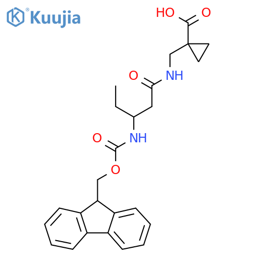 1-{3-({(9H-fluoren-9-yl)methoxycarbonyl}amino)pentanamidomethyl}cyclopropane-1-carboxylic acid structure