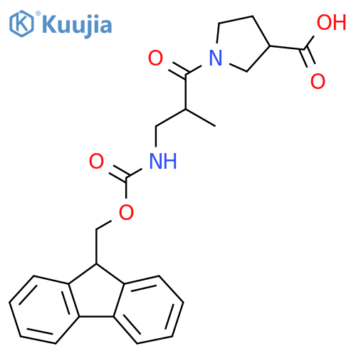 1-3-({(9H-fluoren-9-yl)methoxycarbonyl}amino)-2-methylpropanoylpyrrolidine-3-carboxylic acid structure