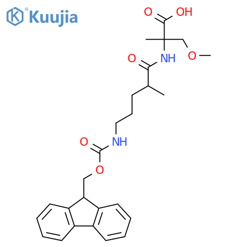 2-5-({(9H-fluoren-9-yl)methoxycarbonyl}amino)-2-methylpentanamido-3-methoxy-2-methylpropanoic acid structure