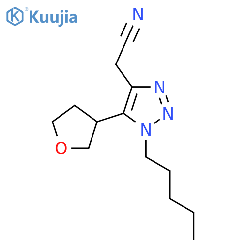 2-5-(oxolan-3-yl)-1-pentyl-1H-1,2,3-triazol-4-ylacetonitrile structure