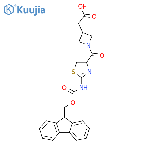 2-{1-2-({(9H-fluoren-9-yl)methoxycarbonyl}amino)-1,3-thiazole-4-carbonylazetidin-3-yl}acetic acid structure