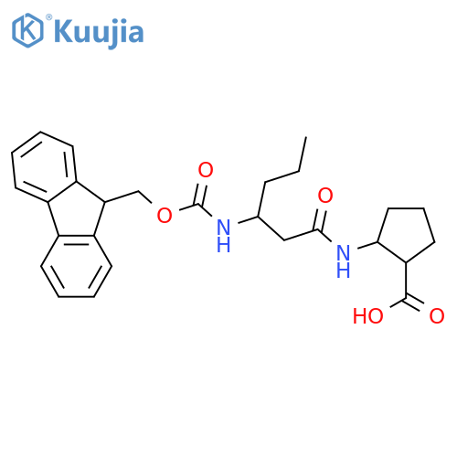 2-3-({(9H-fluoren-9-yl)methoxycarbonyl}amino)hexanamidocyclopentane-1-carboxylic acid structure