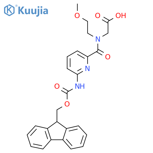 2-{1-6-({(9H-fluoren-9-yl)methoxycarbonyl}amino)pyridin-2-yl-N-(2-methoxyethyl)formamido}acetic acid structure