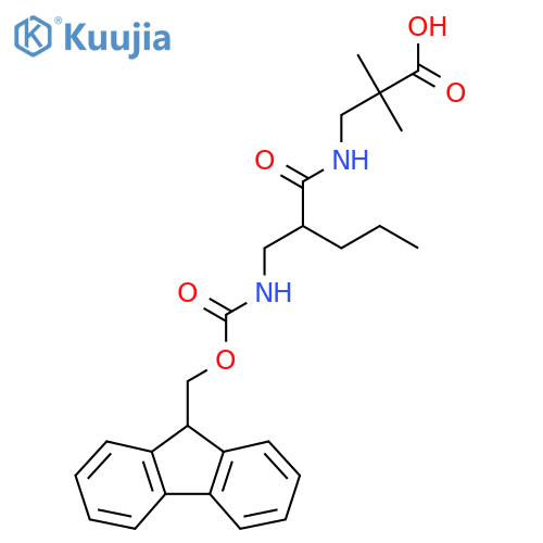 3-{2-({(9H-fluoren-9-yl)methoxycarbonyl}amino)methylpentanamido}-2,2-dimethylpropanoic acid structure