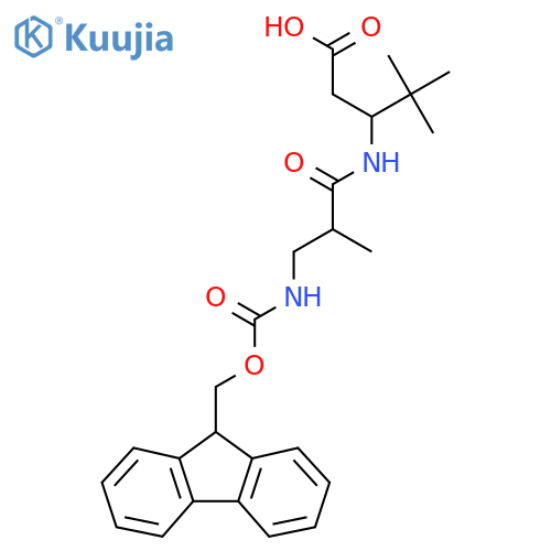 3-3-({(9H-fluoren-9-yl)methoxycarbonyl}amino)-2-methylpropanamido-4,4-dimethylpentanoic acid structure