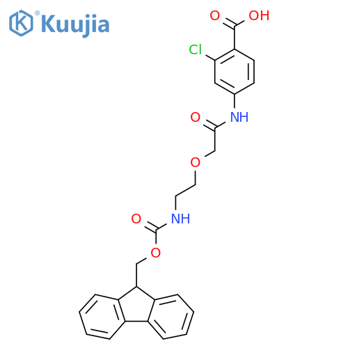 2-chloro-4-{2-2-({(9H-fluoren-9-yl)methoxycarbonyl}amino)ethoxyacetamido}benzoic acid structure