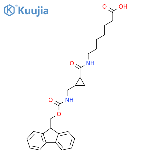 7-({2-({(9H-fluoren-9-yl)methoxycarbonyl}amino)methylcyclopropyl}formamido)heptanoic acid structure