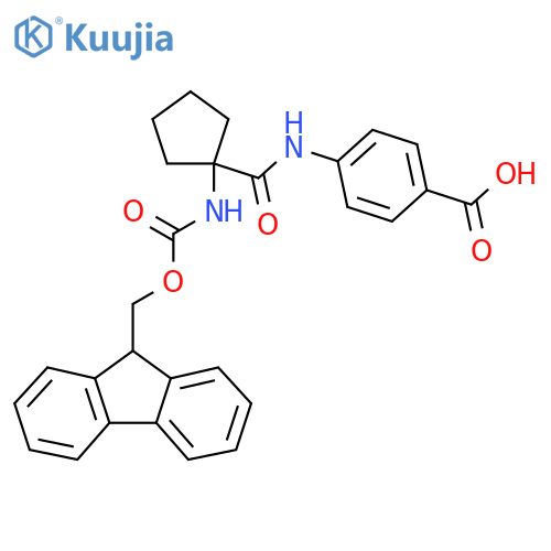 4-1-({(9H-fluoren-9-yl)methoxycarbonyl}amino)cyclopentaneamidobenzoic acid structure