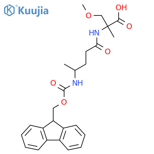 2-4-({(9H-fluoren-9-yl)methoxycarbonyl}amino)pentanamido-3-methoxy-2-methylpropanoic acid structure