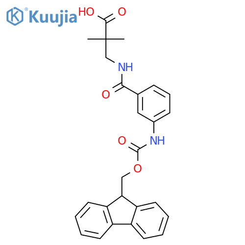 3-{3-({(9H-fluoren-9-yl)methoxycarbonyl}amino)phenylformamido}-2,2-dimethylpropanoic acid structure