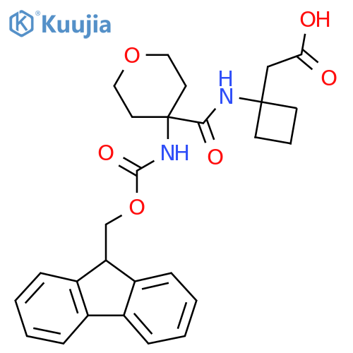 2-{1-4-({(9H-fluoren-9-yl)methoxycarbonyl}amino)oxane-4-amidocyclobutyl}acetic acid structure