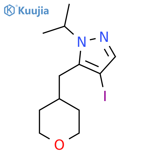 4-iodo-5-(oxan-4-ylmethyl)-1-(propan-2-yl)-1H-pyrazole structure