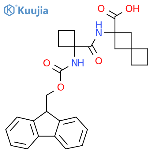 2-1-({(9H-fluoren-9-yl)methoxycarbonyl}amino)cyclobutaneamidospiro3.3heptane-2-carboxylic acid structure