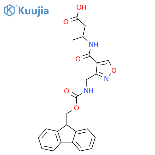 3-({3-({(9H-fluoren-9-yl)methoxycarbonyl}amino)methyl-1,2-oxazol-4-yl}formamido)butanoic acid structure