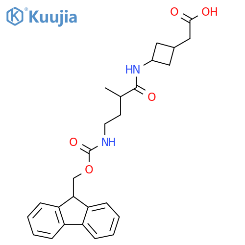 2-{3-4-({(9H-fluoren-9-yl)methoxycarbonyl}amino)-2-methylbutanamidocyclobutyl}acetic acid structure