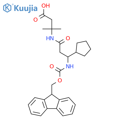 3-3-cyclopentyl-3-({(9H-fluoren-9-yl)methoxycarbonyl}amino)propanamido-3-methylbutanoic acid structure