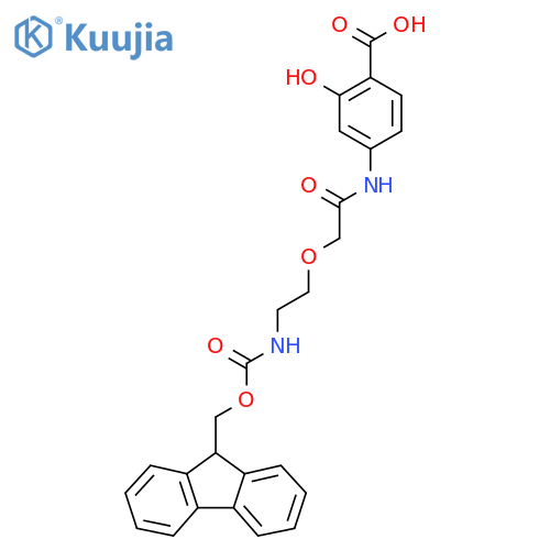 4-{2-2-({(9H-fluoren-9-yl)methoxycarbonyl}amino)ethoxyacetamido}-2-hydroxybenzoic acid structure