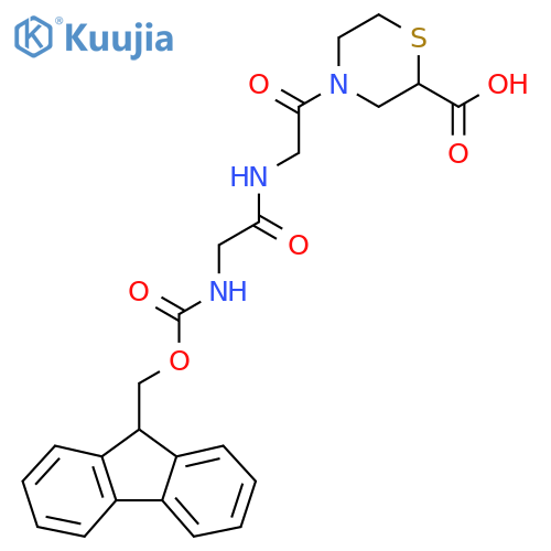 4-{2-2-({(9H-fluoren-9-yl)methoxycarbonyl}amino)acetamidoacetyl}thiomorpholine-2-carboxylic acid structure
