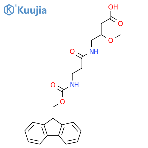 4-3-({(9H-fluoren-9-yl)methoxycarbonyl}amino)propanamido-3-methoxybutanoic acid structure