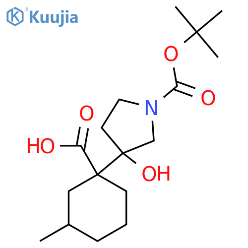 1-{1-(tert-butoxy)carbonyl-3-hydroxypyrrolidin-3-yl}-3-methylcyclohexane-1-carboxylic acid structure
