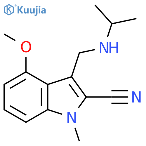 4-methoxy-1-methyl-3-{(propan-2-yl)aminomethyl}-1H-indole-2-carbonitrile structure