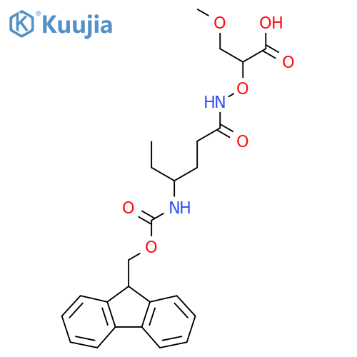 2-{4-({(9H-fluoren-9-yl)methoxycarbonyl}amino)hexanamidooxy}-3-methoxypropanoic acid structure