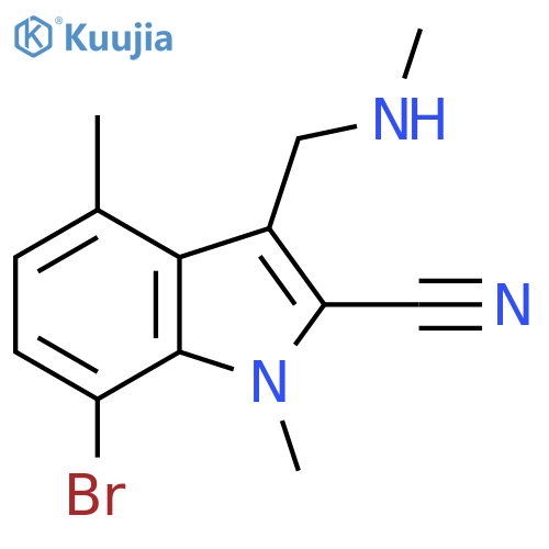 7-bromo-1,4-dimethyl-3-(methylamino)methyl-1H-indole-2-carbonitrile structure