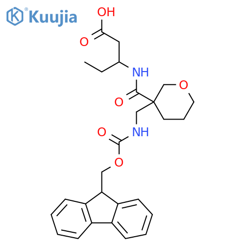 3-({3-({(9H-fluoren-9-yl)methoxycarbonyl}amino)methyloxan-3-yl}formamido)pentanoic acid structure
