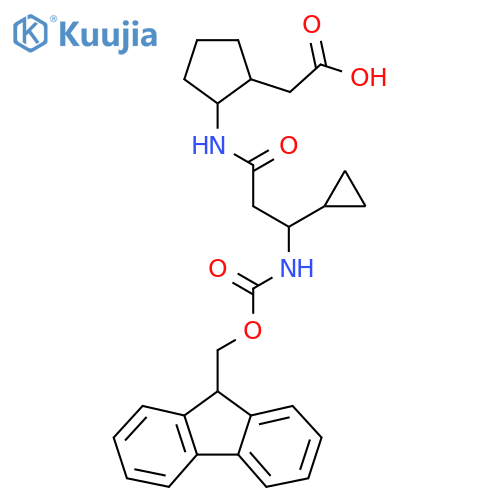2-{2-3-cyclopropyl-3-({(9H-fluoren-9-yl)methoxycarbonyl}amino)propanamidocyclopentyl}acetic acid structure
