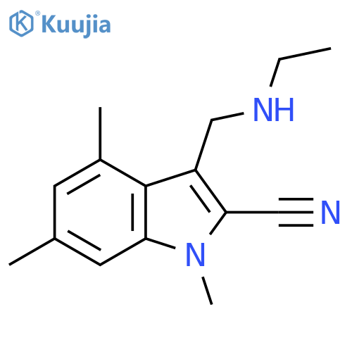 3-(ethylamino)methyl-1,4,6-trimethyl-1H-indole-2-carbonitrile structure