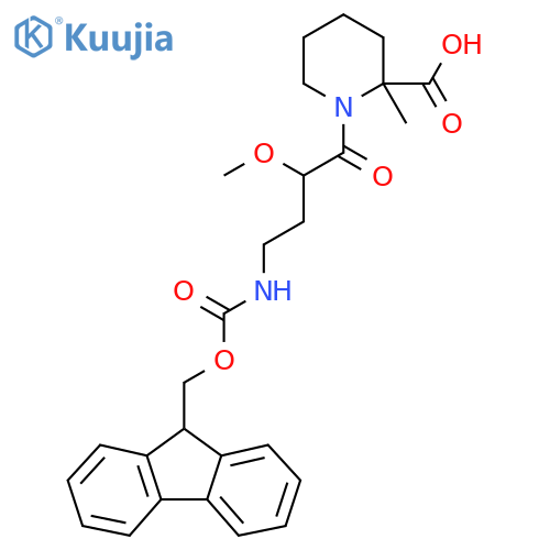 1-4-({(9H-fluoren-9-yl)methoxycarbonyl}amino)-2-methoxybutanoyl-2-methylpiperidine-2-carboxylic acid structure
