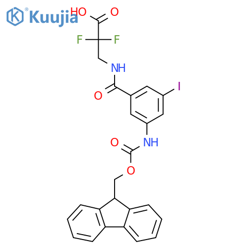 3-{3-({(9H-fluoren-9-yl)methoxycarbonyl}amino)-5-iodophenylformamido}-2,2-difluoropropanoic acid structure