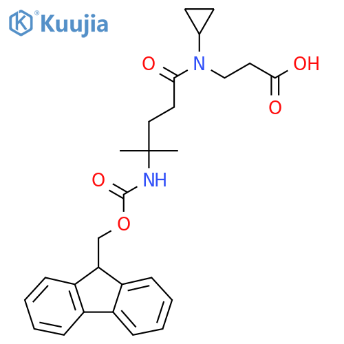 3-N-cyclopropyl-4-({(9H-fluoren-9-yl)methoxycarbonyl}amino)-4-methylpentanamidopropanoic acid structure