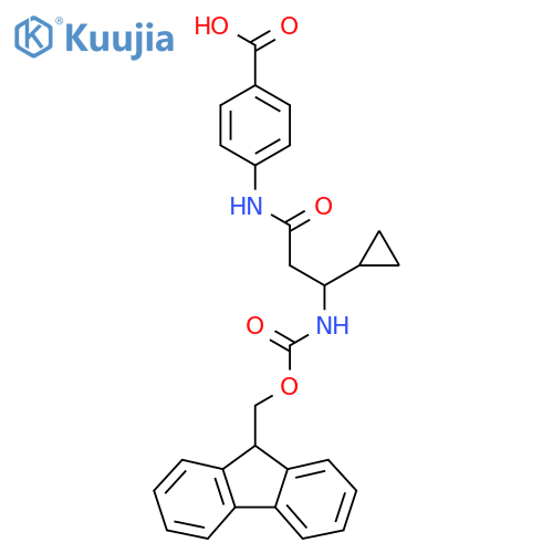 4-3-cyclopropyl-3-({(9H-fluoren-9-yl)methoxycarbonyl}amino)propanamidobenzoic acid structure