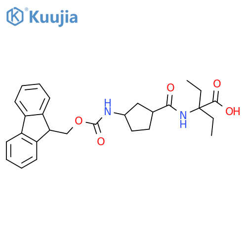 2-ethyl-2-{3-({(9H-fluoren-9-yl)methoxycarbonyl}amino)cyclopentylformamido}butanoic acid structure
