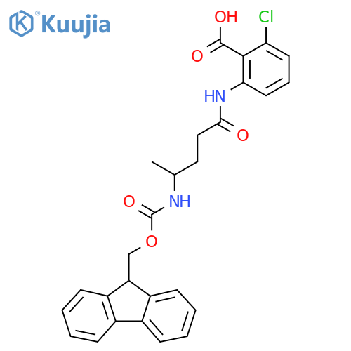 2-chloro-6-4-({(9H-fluoren-9-yl)methoxycarbonyl}amino)pentanamidobenzoic acid structure