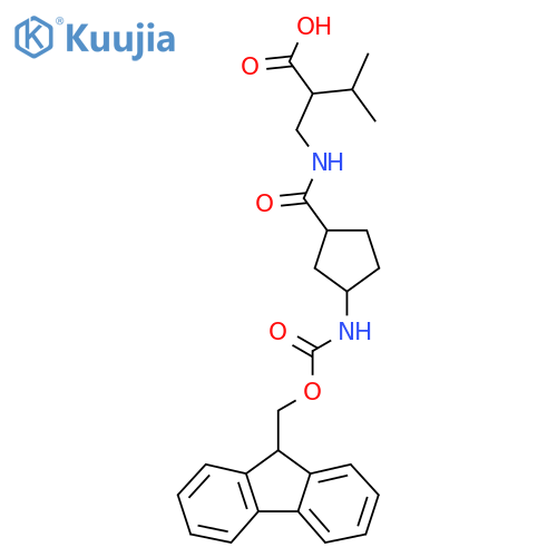 2-({3-({(9H-fluoren-9-yl)methoxycarbonyl}amino)cyclopentylformamido}methyl)-3-methylbutanoic acid structure