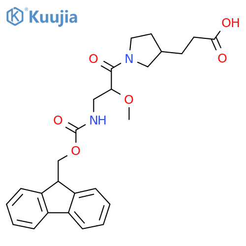 3-{1-3-({(9H-fluoren-9-yl)methoxycarbonyl}amino)-2-methoxypropanoylpyrrolidin-3-yl}propanoic acid structure