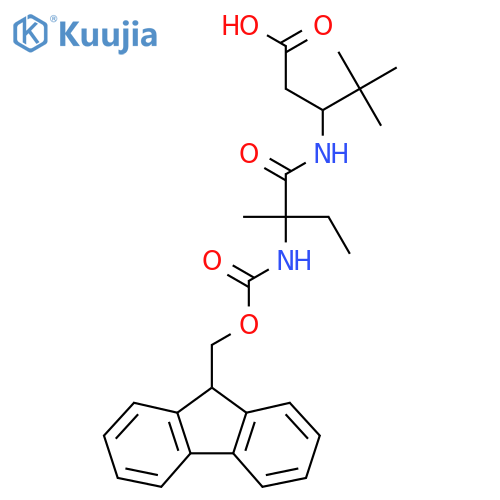 3-2-({(9H-fluoren-9-yl)methoxycarbonyl}amino)-2-methylbutanamido-4,4-dimethylpentanoic acid structure