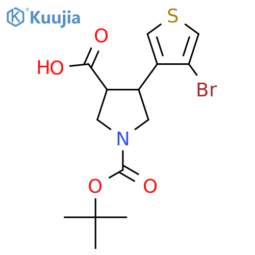 4-(4-bromothiophen-3-yl)-1-(tert-butoxy)carbonylpyrrolidine-3-carboxylic acid structure