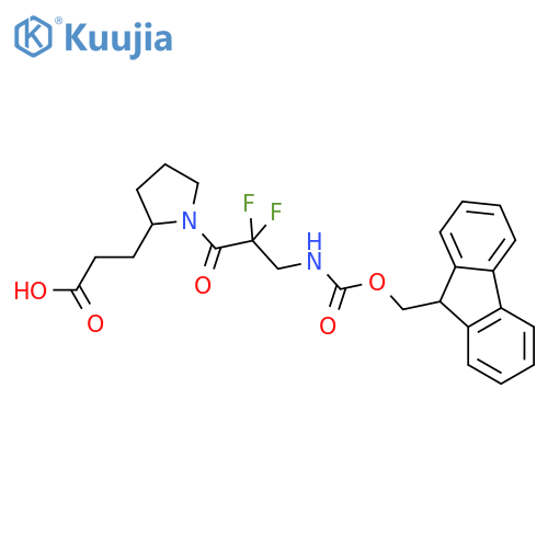 3-{1-3-({(9H-fluoren-9-yl)methoxycarbonyl}amino)-2,2-difluoropropanoylpyrrolidin-2-yl}propanoic acid structure