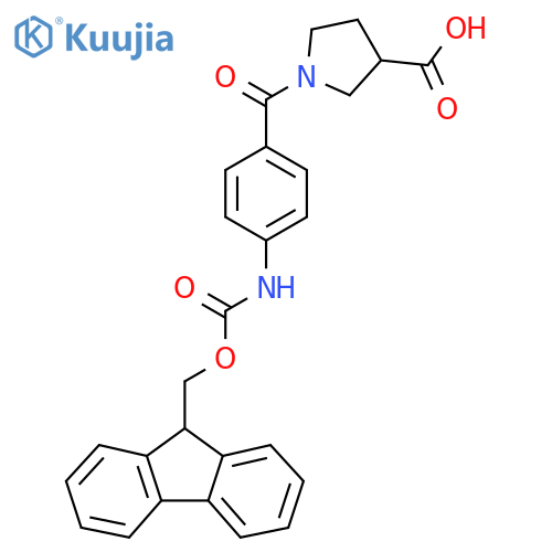1-4-({(9H-fluoren-9-yl)methoxycarbonyl}amino)benzoylpyrrolidine-3-carboxylic acid structure