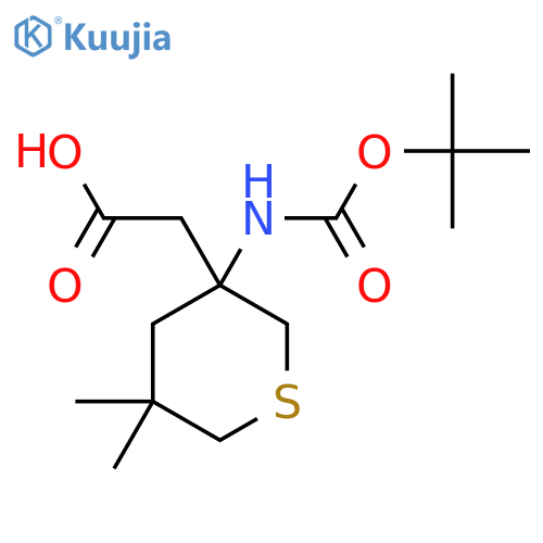 2-(3-{(tert-butoxy)carbonylamino}-5,5-dimethylthian-3-yl)acetic acid structure