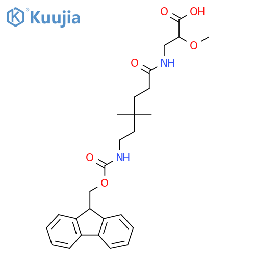3-6-({(9H-fluoren-9-yl)methoxycarbonyl}amino)-4,4-dimethylhexanamido-2-methoxypropanoic acid structure