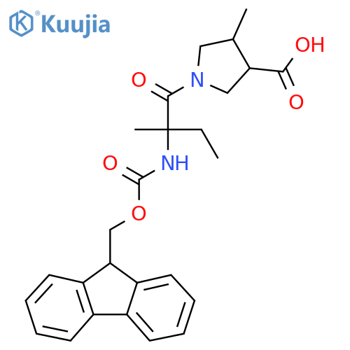 1-2-({(9H-fluoren-9-yl)methoxycarbonyl}amino)-2-methylbutanoyl-4-methylpyrrolidine-3-carboxylic acid structure