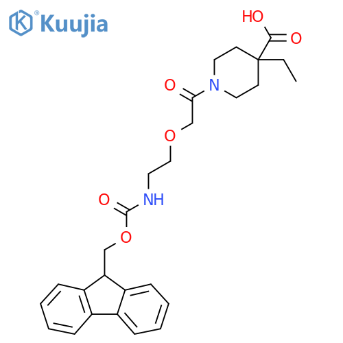 4-ethyl-1-{2-2-({(9H-fluoren-9-yl)methoxycarbonyl}amino)ethoxyacetyl}piperidine-4-carboxylic acid structure