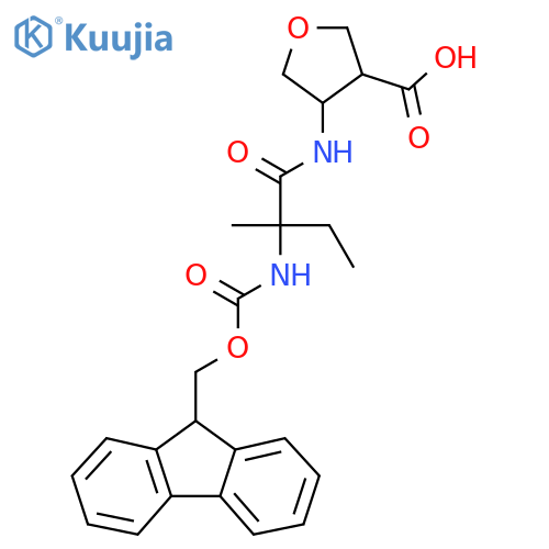 4-2-({(9H-fluoren-9-yl)methoxycarbonyl}amino)-2-methylbutanamidooxolane-3-carboxylic acid structure